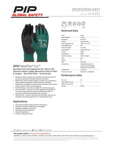 2XL BLACK/GREEN ATG MAXIFLEX NITRILE DOTTED CUT RESISTANT FOAM NITRILE COATED PALM AND FINGERS GLOVES PIP