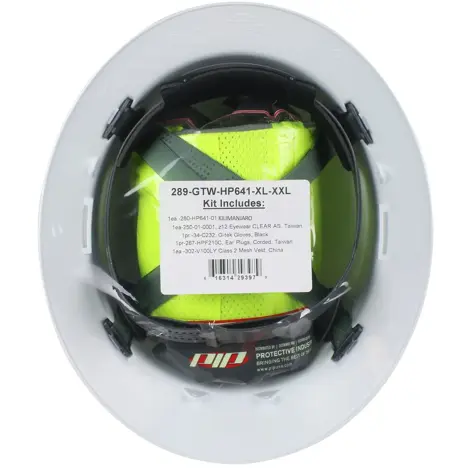 PIP Kilimanjaro L/XL White Pre-Packed PPE Kit with HP641 Full Brim Hat, Safety Eyewear, Earplugs, Gloves, and Vest
