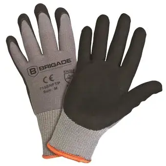 Brigade XL Black Foam Nitrile Palm Dip On Gray Nylon Shell