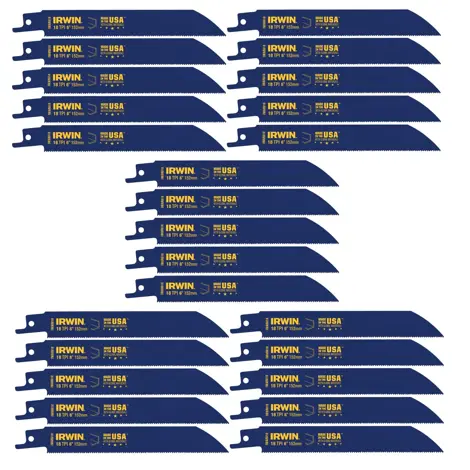 Irwin 6" 18 TPI Metal Cutting Reciprocating Bi-Metal Blades 25 Pack