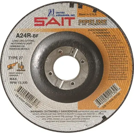 United Abrasives Sait 4-1/2" x 1/8" 7/8" Metal Pipeline Cut-Off Wheel