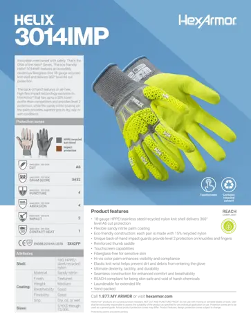 HexArmor Helix 3014IMP Large ANSI A6 18G HPPE Knit Shell Glove with Sandy Nitrile Palm Coating