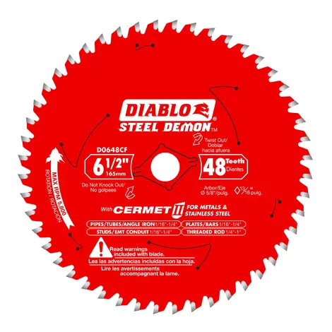 Diablo 6 1/2" X 48" Tooth Metal Cutting Saw Blade Bulk