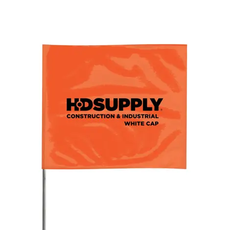 Presco 2" x 3" x 18" Glo Orange Locator Flag with White Cap Logo (100/Pack)
