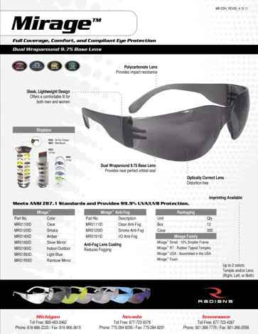 Radians Mirage USA Clear Lens Safety Glasses