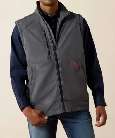 Ariat Mens Large Iron Grey Flame Resistant DuraLight Cordura Canvas Vest