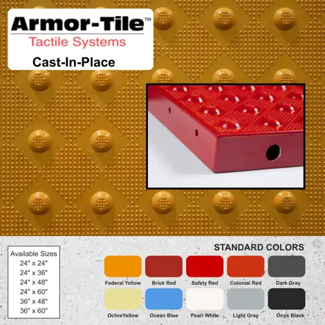 Armor-Tile 24" x 60" 1.67" Dome Spcg BRICK RED Surface Applied