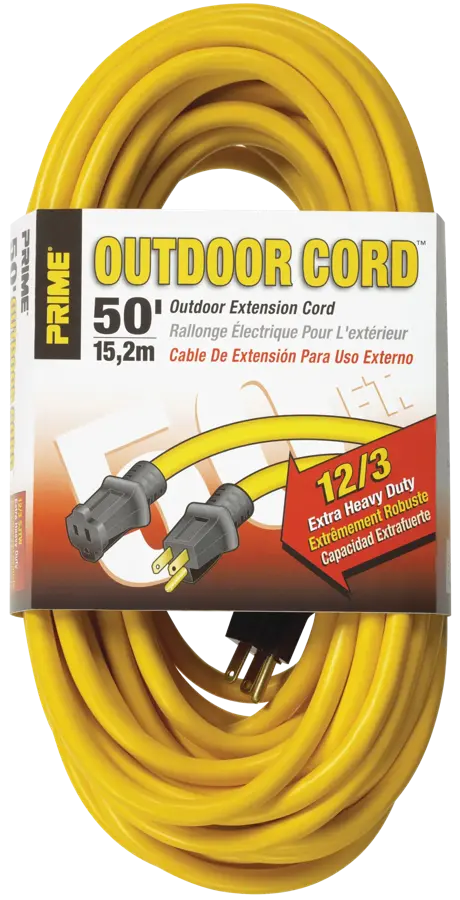 White Cap | PRIME 50' 15 A 125 V 1875 W Yellow Outdoor Extension Cord