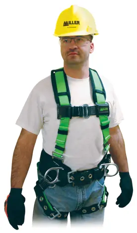 Miller L/XL Construction Style Harness with Back & Side D-Rings & Tongue Buckle Leg Straps