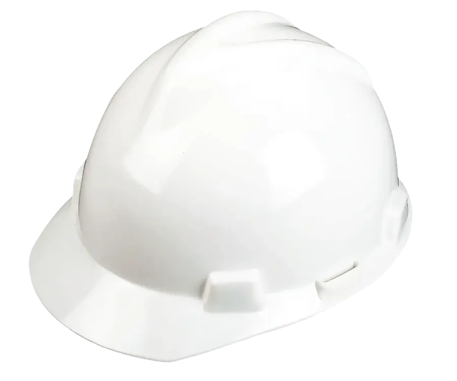 White Cap | MSA V-Gard Large White Slotted Hard Hat with Ratchet