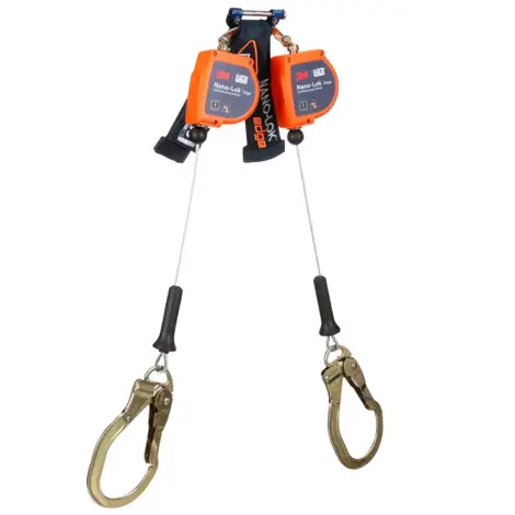3M DBI-SALA Nano-Lok Edge 8 ft. Class 2 ANSI Twin-Leg Personal Self Retracting Lifeline with Galvanized Cable