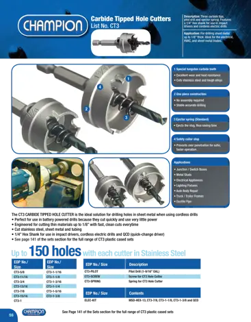 6Mmx47Mm Pilot For Ct5 Hole Cutter Champion