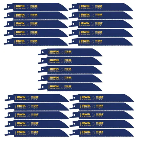 Irwin 6" 18 TPI Metal Cutting Reciprocating Bi-Metal Blades 25 Pack