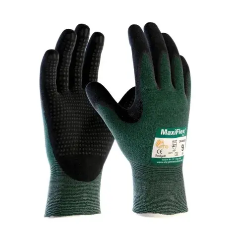 SM BLACK/GREEN ATG MAXIFLEX NITRILE DOTTED CUT RESISTANT FOAM NITRILE COATED PALM AND FINGERS GLOVES PIP