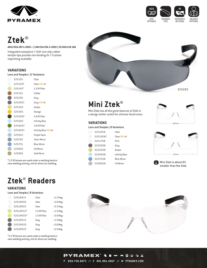 ペテック White Cap | Pyramex ZTEK Safety Glasses
